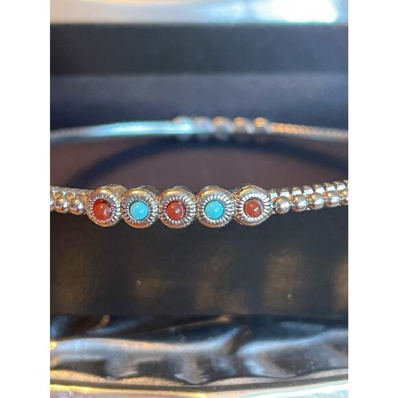 Vintage RJ Graziano CN Gold Tone Bangle Bracelets with Turquoise and Beads NWOT - Picture 1 of 4